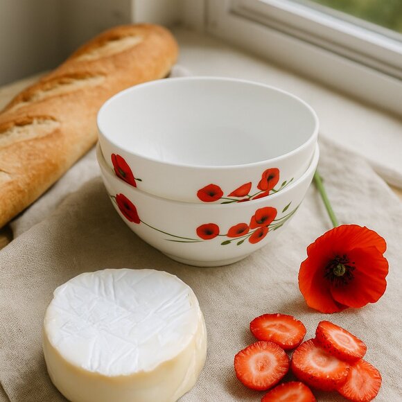 Luminarc Diwali Hypnosis Red Poppy Small Bowls – Set of 2, 4.7" Glass Bowls - Picture 1 of 9